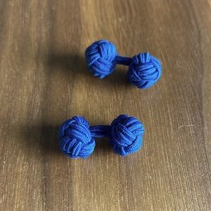 Brooks Brothers Medium Blue Knot Fabric Cufflinks.